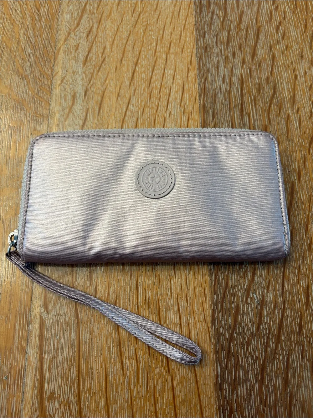 Kipling Metallic Pink Wristlet Zip Wallet
